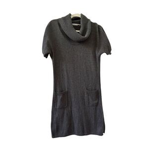 Athleta Cowl Neck Pullover Short Sleeve Sweater Dress Women’s Gray Size Medium